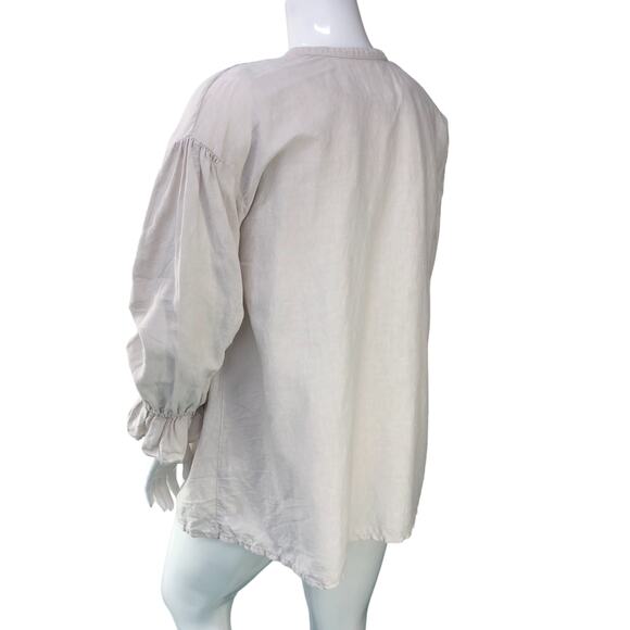Nest Robe Womens Size OS One Size Blouse Button Up Band Collar Linen Ruched Cuff - Picture 6 of 16